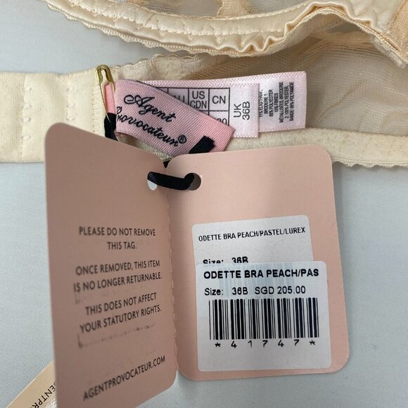 Agent Provocateur Odette Peach Pastel Lurex 36B/4 Set NWT - Picture 15 of 16